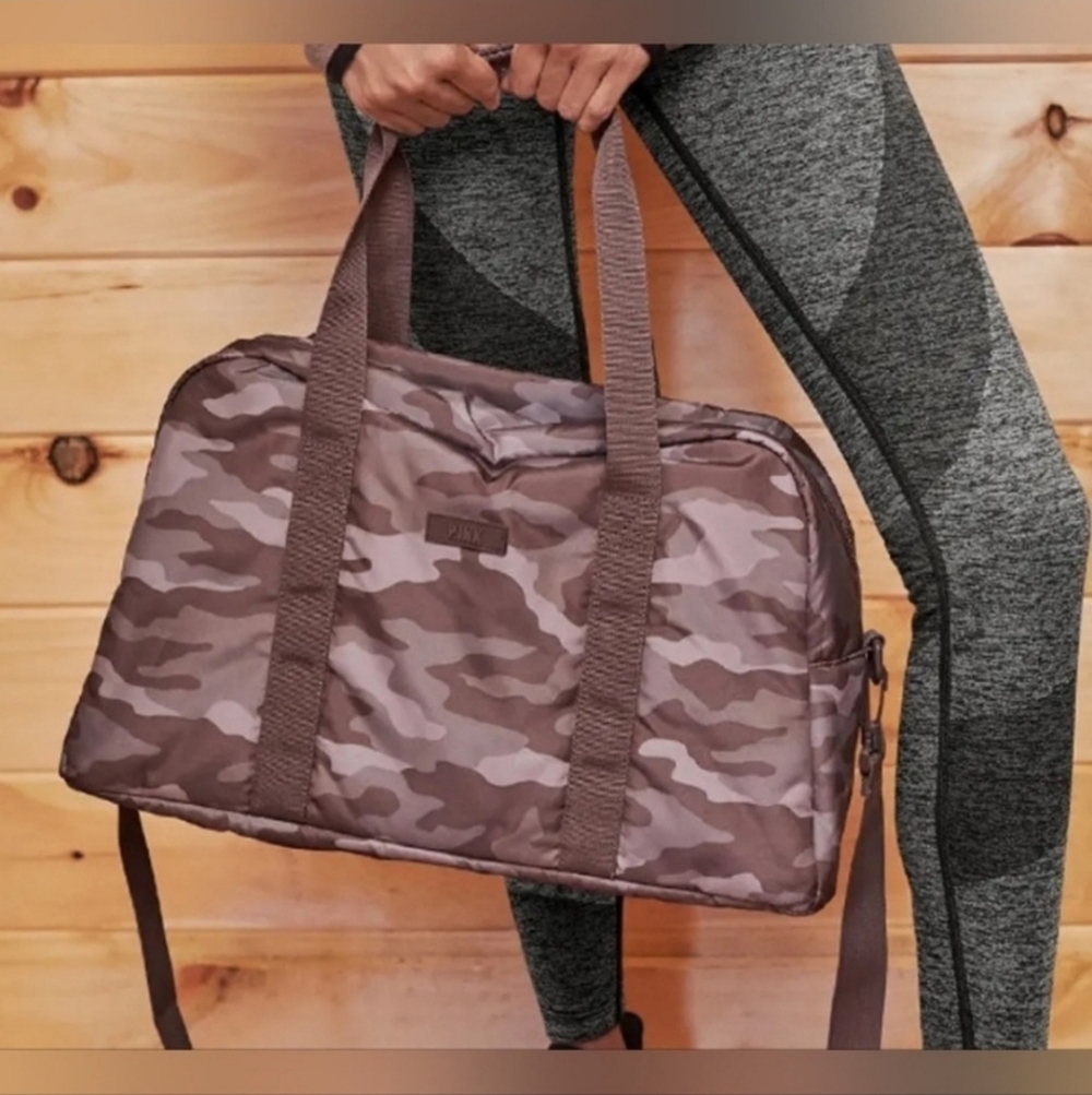PINK Victoria's Secret Purple Camo Duffel Shoulder Bag